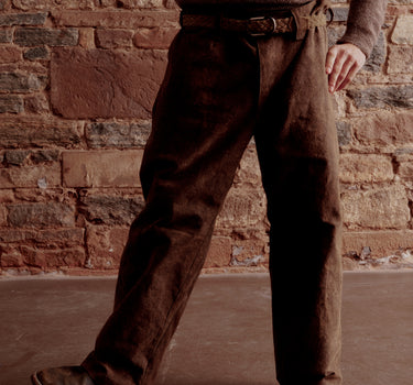 RAKA PANT iron brown crackle stonewash canvas