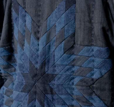 REVERSIBLE SHAWL OVERCOAT indigo morningstar quilt