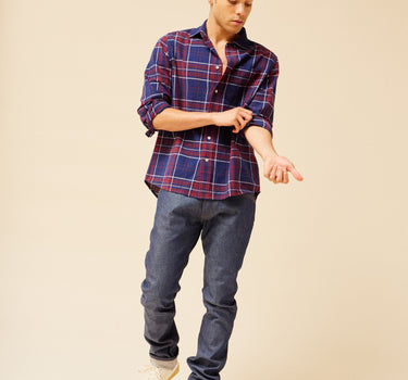 LS MATTY SHIRT handwoven cotton madras plant indigo/cutch