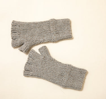 SLY GLOVE: grey alpaca walnut cotton