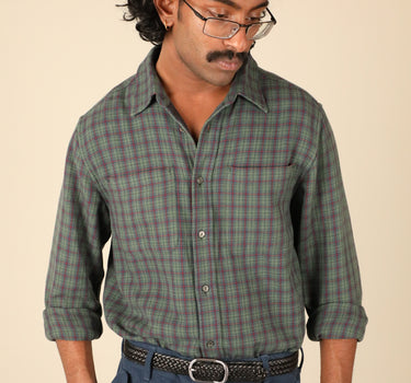 RIOS WORKSHIRT grass/indigo/madder mini tartan