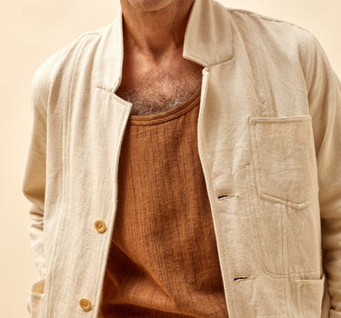STUDY JACKET natural undyed military herringbone