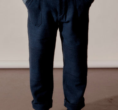 ISAAC PANT midnight teal/iron black handspun herringbone