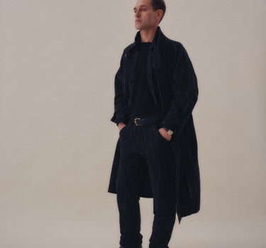 ISAAC PANT handwoven ticking stripe iron/acacia