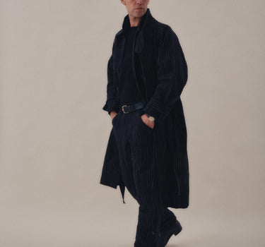 JOHNNY COAT handwoven ticking stripe iron acacia