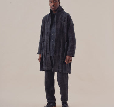 ATELIER COAT iron charcoal black herringbone