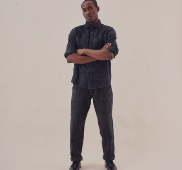 ISAAC PANT handspun herringbone charcoal/iron