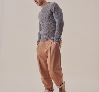 NICO PANT handwoven denim cutch brown