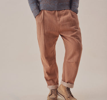 NICO PANT handwoven denim cutch brown