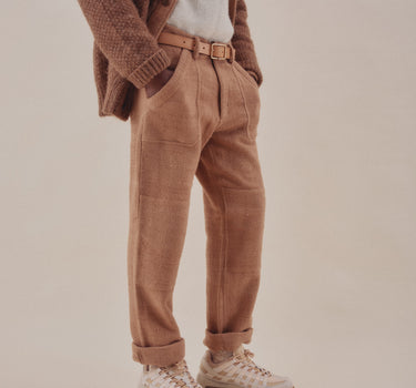 ISAAC PANT handspun herringbone cutch brown