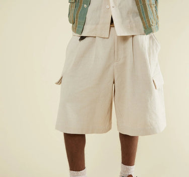 BIG SHORT natural military herringbone