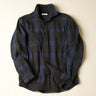 Blue black plaid shirt on a beige background