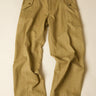 Pair of beige green pants on a light beige background
