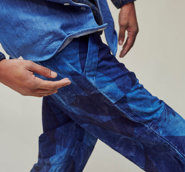 ISAAC PANT indigo paintbrush camo canvas