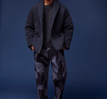 REVERSIBLE SHAWL OVERCOAT iron denim/iron catechu big plaid