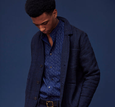 STUDY BLAZER indigo/iron handspun herringbone