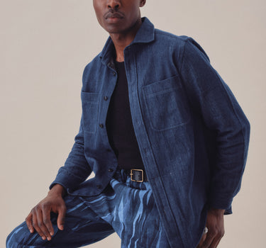 AMES WORKSHIRT dark indigo natural handwoven denim