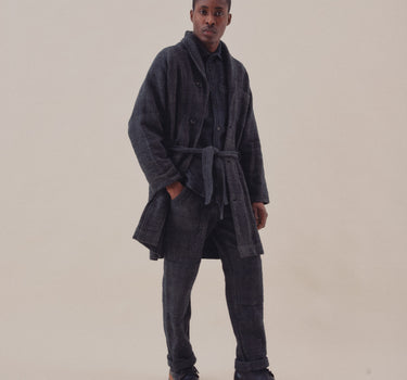 ISAAC PANT charcoal/iron handspun herringbone