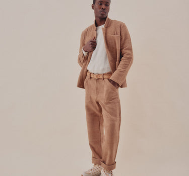 ISAAC PANT cutch brown handspun herringbone