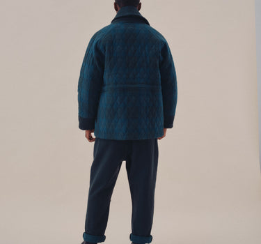 REVERSIBLE SHAWL OVERCOAT indigo/iron big plaid