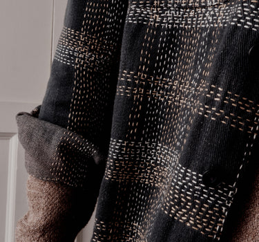 AMES WORKSHIRT iron/acacia hand embroidered denim