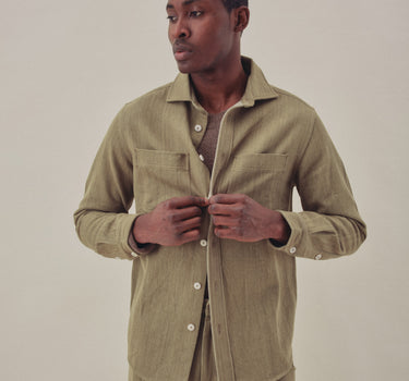 AMES WORKSHIRT od green natural denim