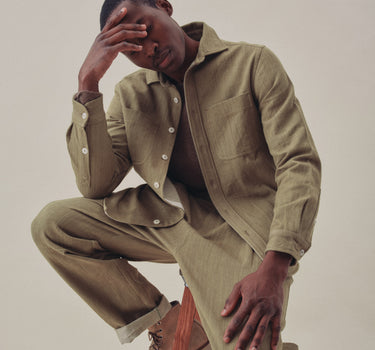 AMES WORKSHIRT od green natural denim