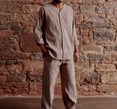 ANDREW SHIRT iron gray/clay canvas