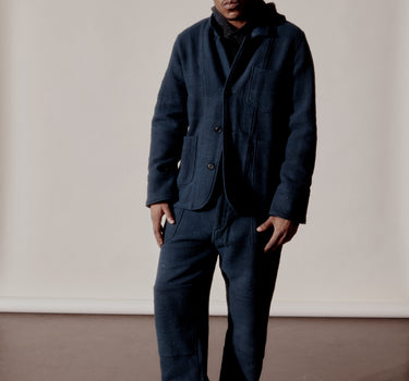 ISAAC PANT midnight teal/iron black handspun herringbone