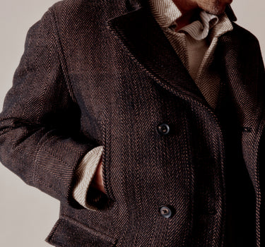 LOFT PEACOAT iron/cutch handspun herringbone