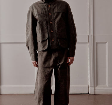 RAKA PANT forest green crackle stonewash canvas