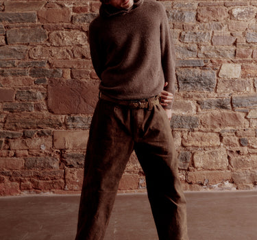 RAKA PANT iron brown crackle stonewash canvas