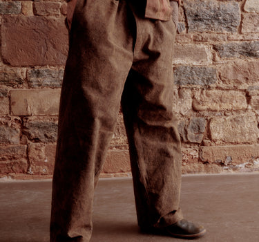 RAKA PANT iron brown crackle stonewash canvas