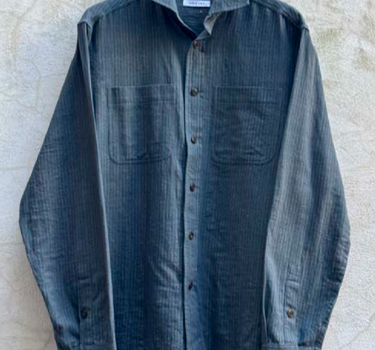 RIOS WORKSHIRT midnight teal/clay ticking stripe