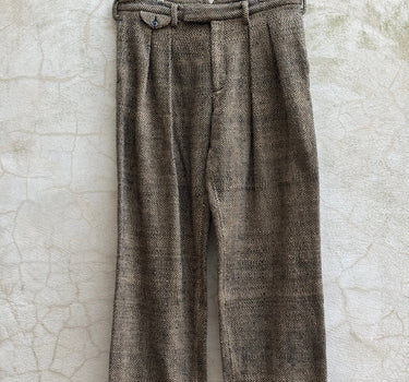 SHAKOOR PANT iron black/cutch tan handspun herringbone