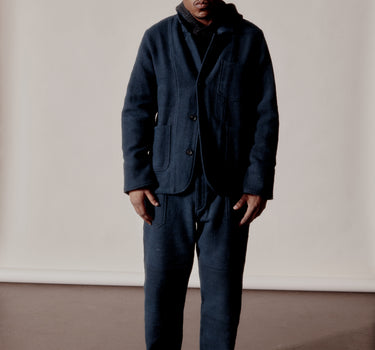 STUDY JACKET midnight teal/iron black handspun herringbone