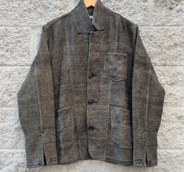 STUDY JACKET iron black/cutch tan handspun herringbone