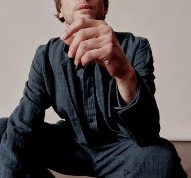 STUDY JACKET midnight teal/iron black ticking stripe