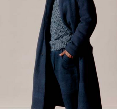 GEORGE COAT teal/iron handspun herringbone