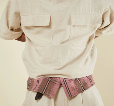 SS HOODED SMOCK natural military herringbone