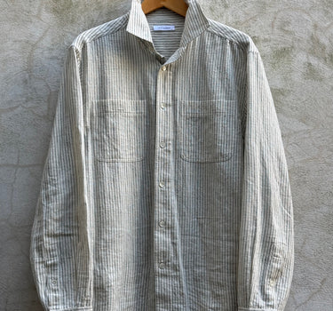 RIOS WORKSHIRT natural/midnight teal ticking stripe