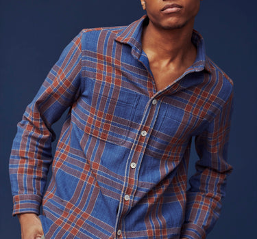 AMES WORKSHIRT indigo/catechu big plaid