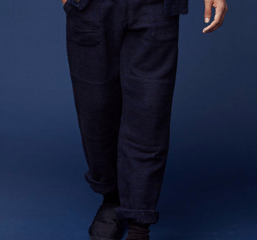 ISAAC PANT indigo/iron handspun herringbone