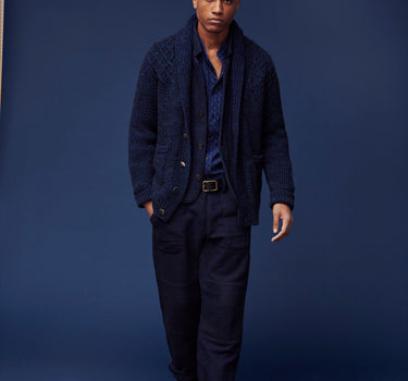 ISAAC PANT indigo/iron handspun herringbone