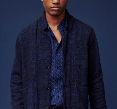 STUDY BLAZER indigo/iron handspun herringbone