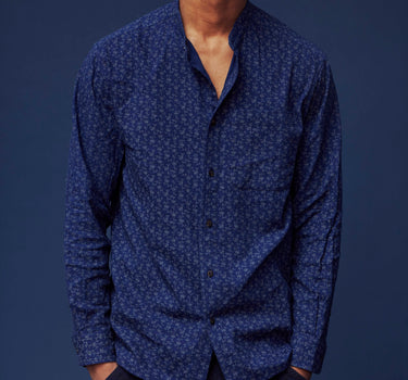 LS BAND COLLAR SHIRT kala cotton khudi ditsy print