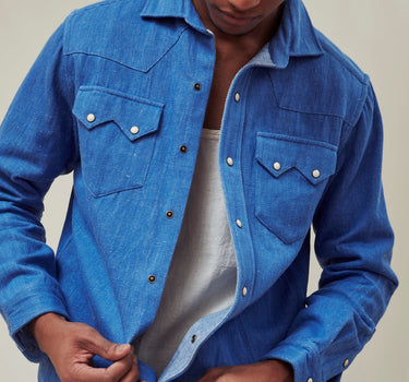 SAWTOOTH WESTERN indigo handwoven denim