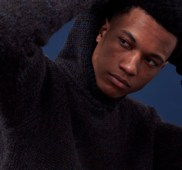 NOVA HOODY charcoal alpaca indigo cotton