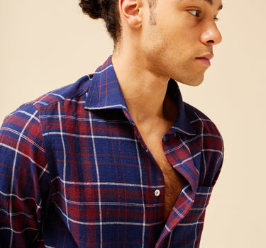 LS MATTY SHIRT handwoven cotton madras plant indigo/cutch