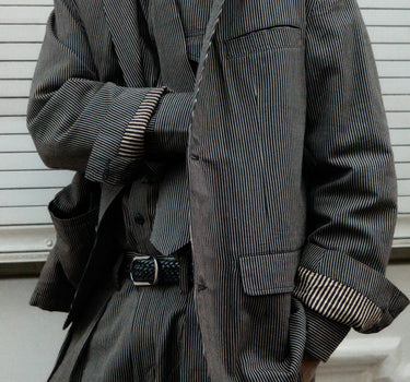 SHAKOOR JACKET dobby stripe iron/acacia